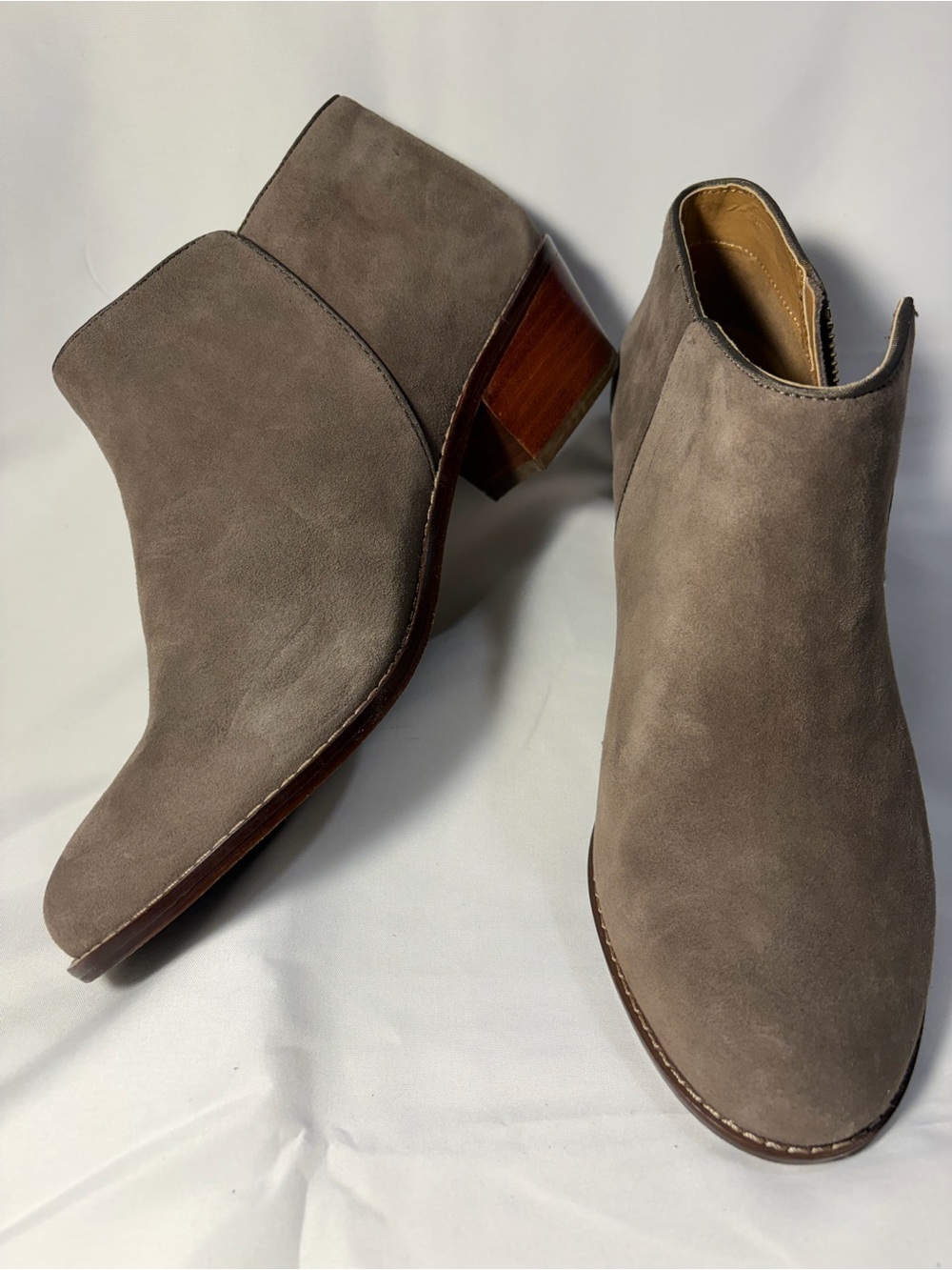 Vionic Serena Taupe Ankle Bootie with Block Heel